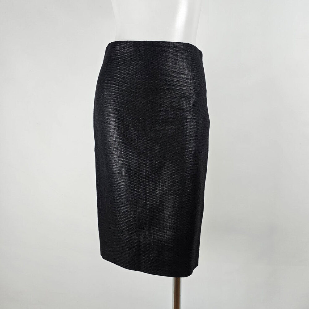 Vintage Ralph Lauren Black Linen & Wool Purple Label Skirt Size 6